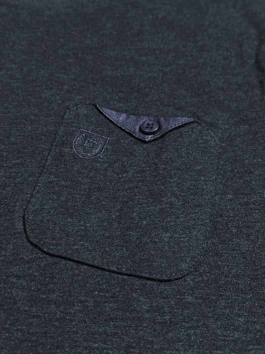 Men's Front Pocket Style Charcoal Gray T-shirt