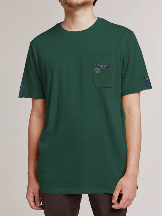 Men's Front Pocket Style Green T-shirt