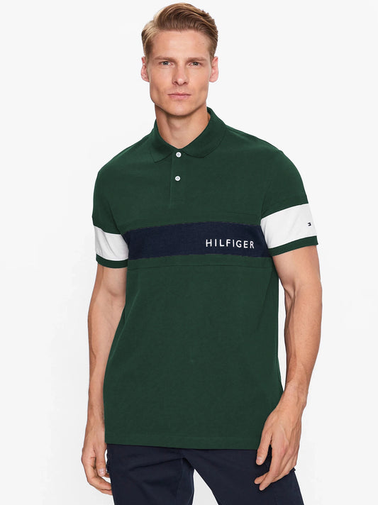 Men's Green Colourblock Polo Shirt