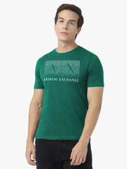 Men's Green Regular-Fit Box A|X Logo T-Shirt