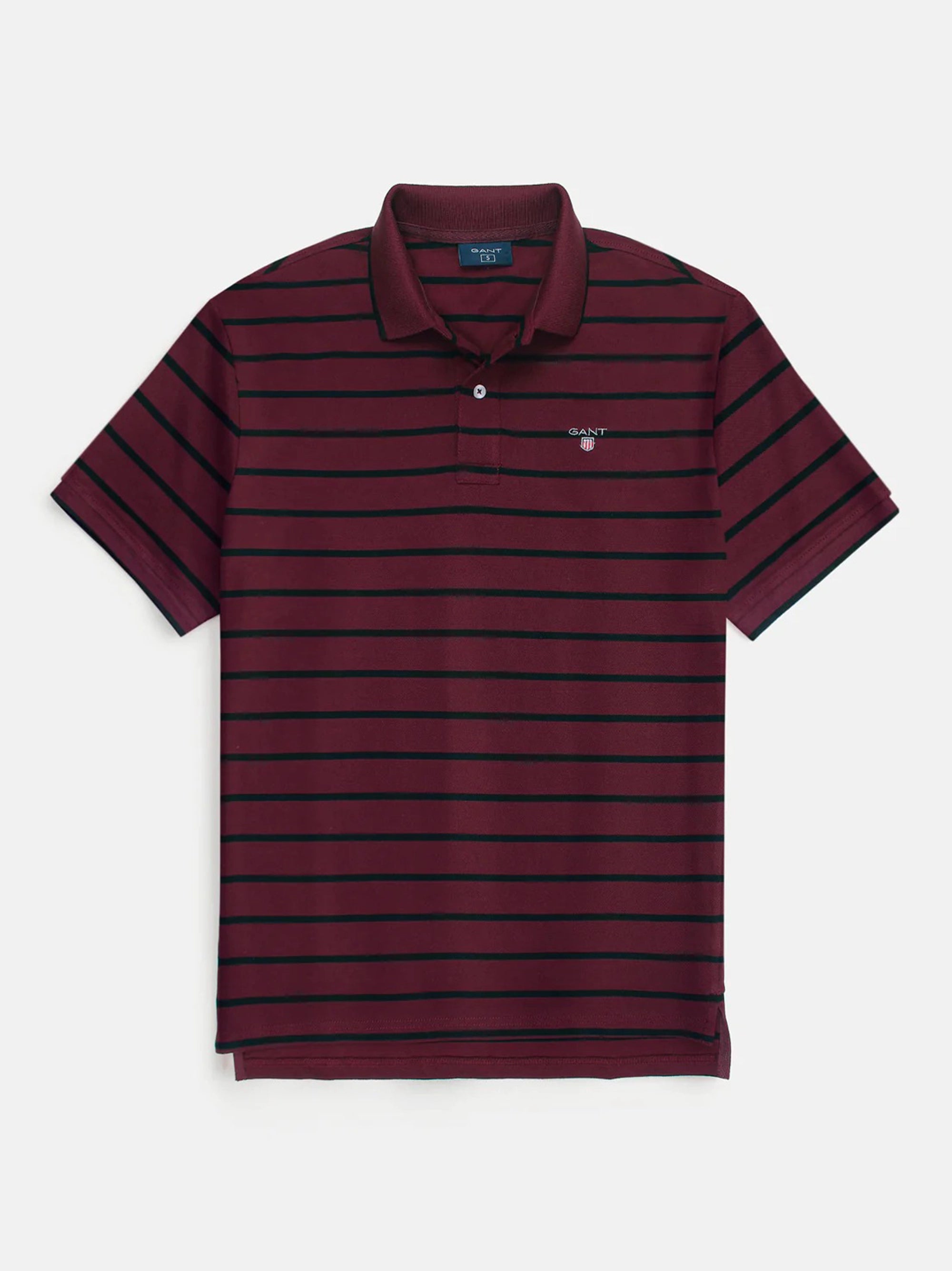 Men's Maroon & Black Striped Polo Shirt