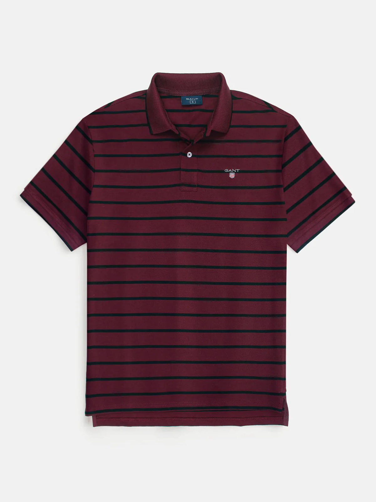 Men's Maroon & Black Striped Polo Shirt