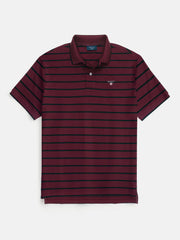 Men's Maroon & Black Striped Polo Shirt