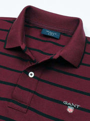 Men's Maroon & Black Striped Polo Shirt
