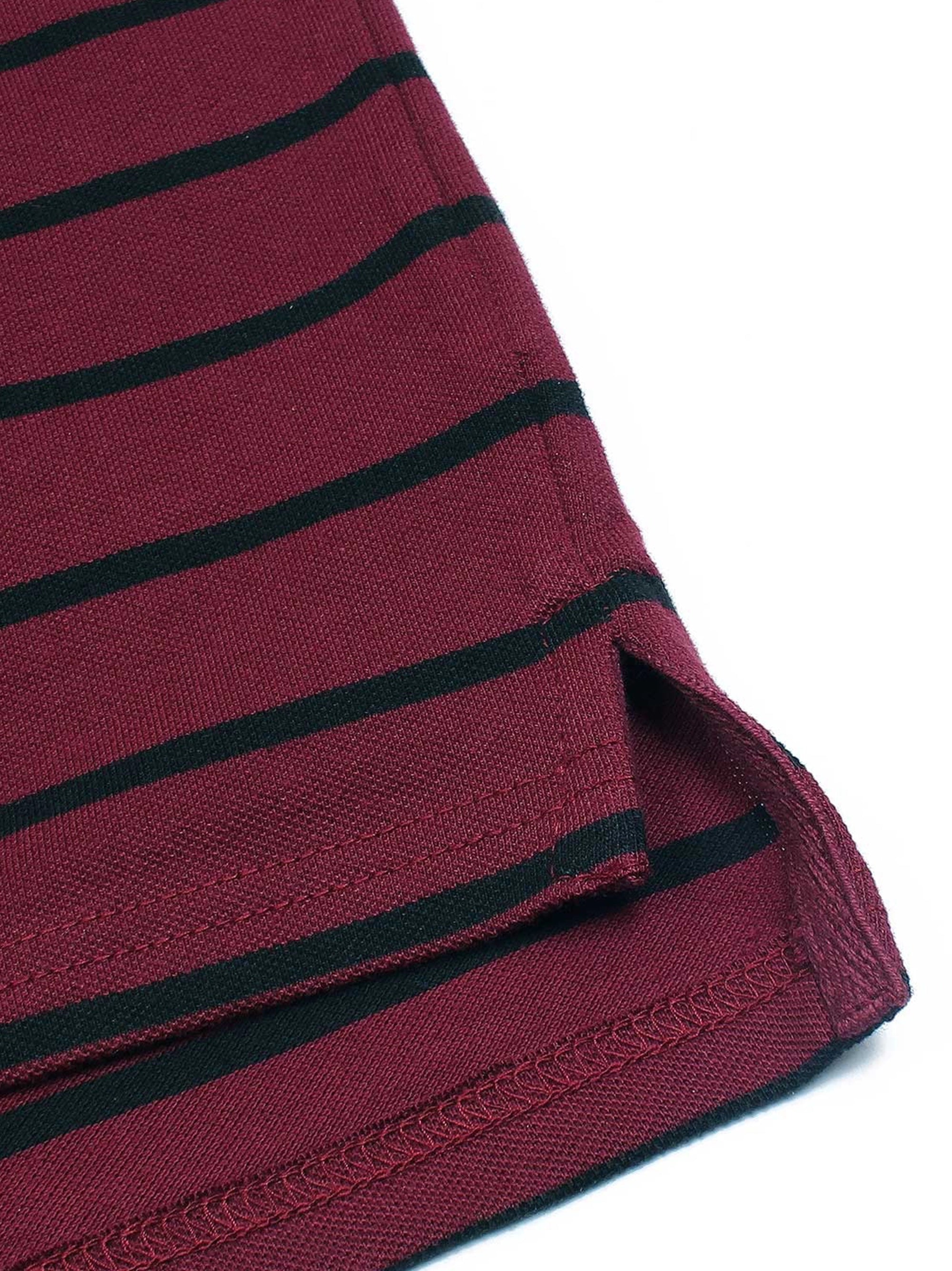 Men's Maroon & Black Striped Polo Shirt