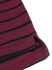 Men's Maroon & Black Striped Polo Shirt