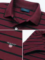Men's Maroon & Black Striped Polo Shirt