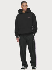 Men's Oversized Chest Logo Black Hoodie