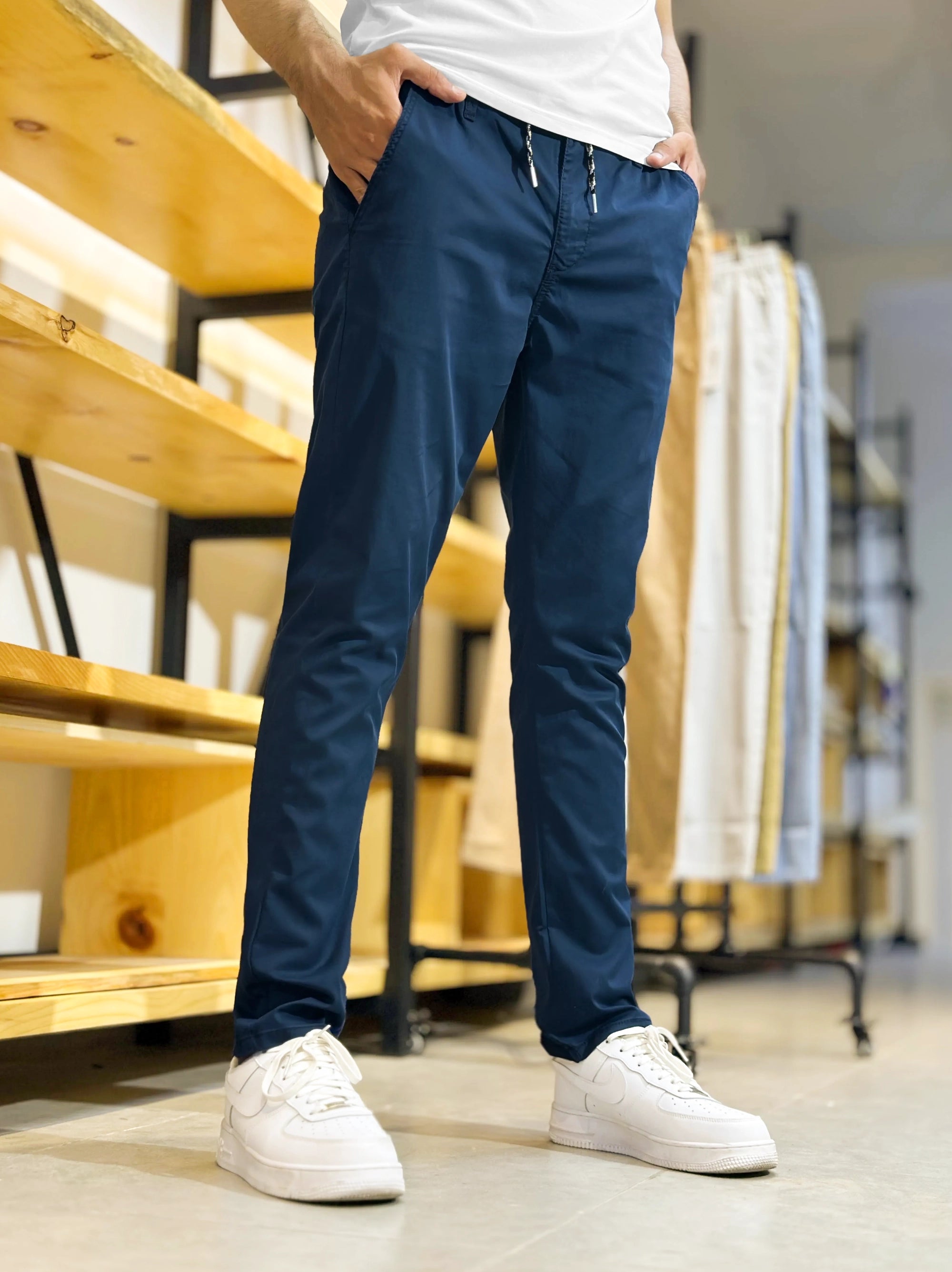 Men's Premium Cotton Stretch Navy Blue Trouser