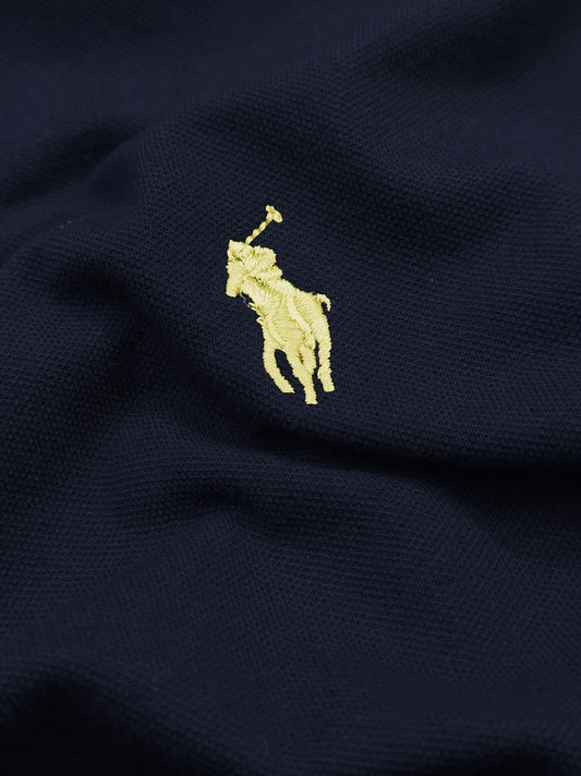 Men's Premium Navy Blue Zipper Polo Shirt