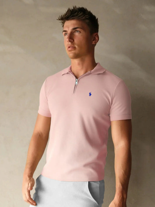 Men's Premium Pink Zipper Polo Shirt