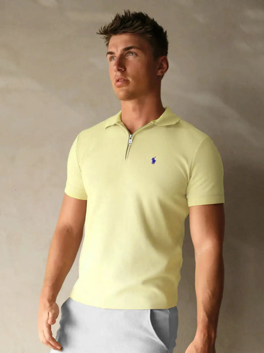 Men's Premium Yellow Zipper Polo Shirt