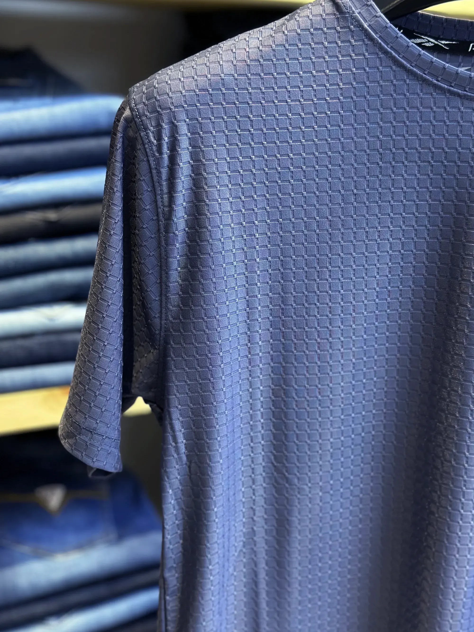 Men's Round Neck Medium Blue T-shirt