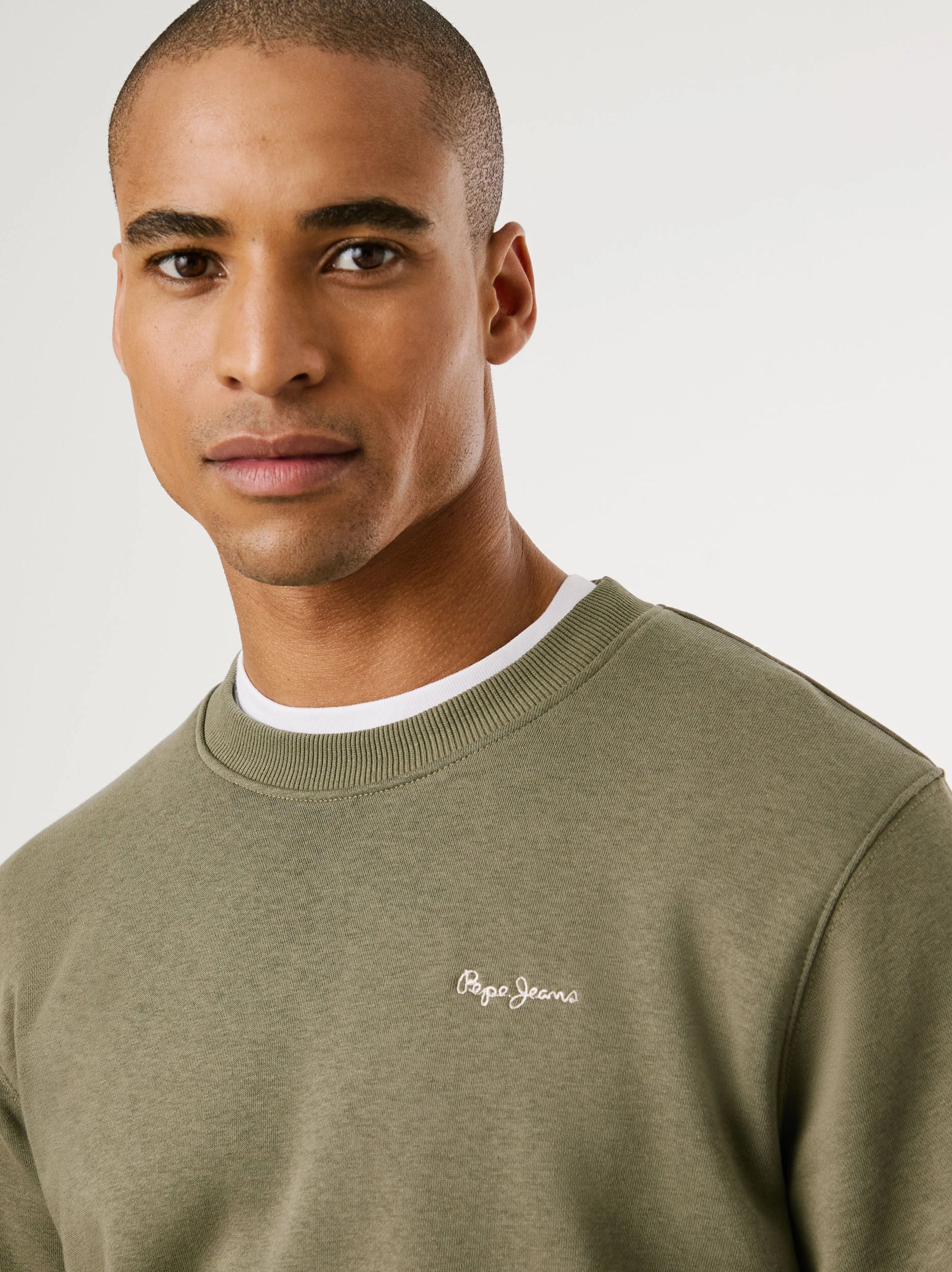 Men's Round Neck Sweatshirt - Military Green