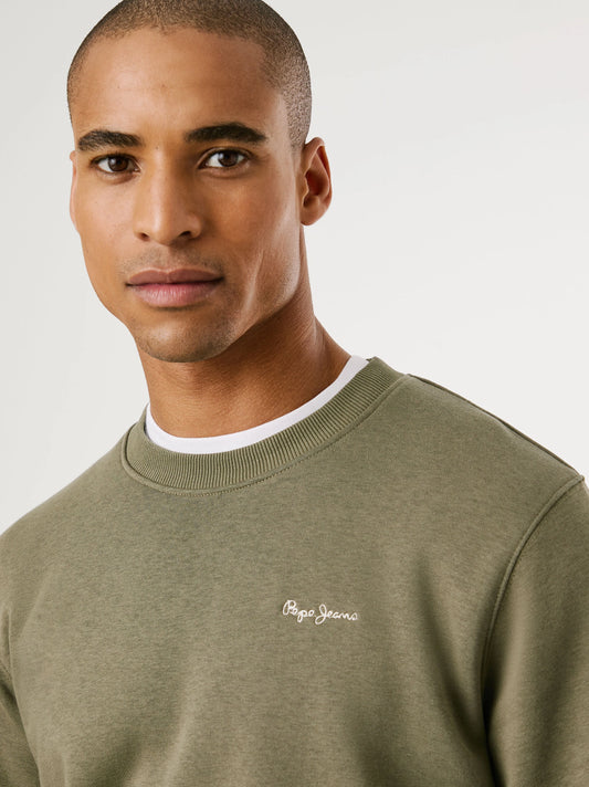 Men's Round Neck Sweatshirt - Military Green