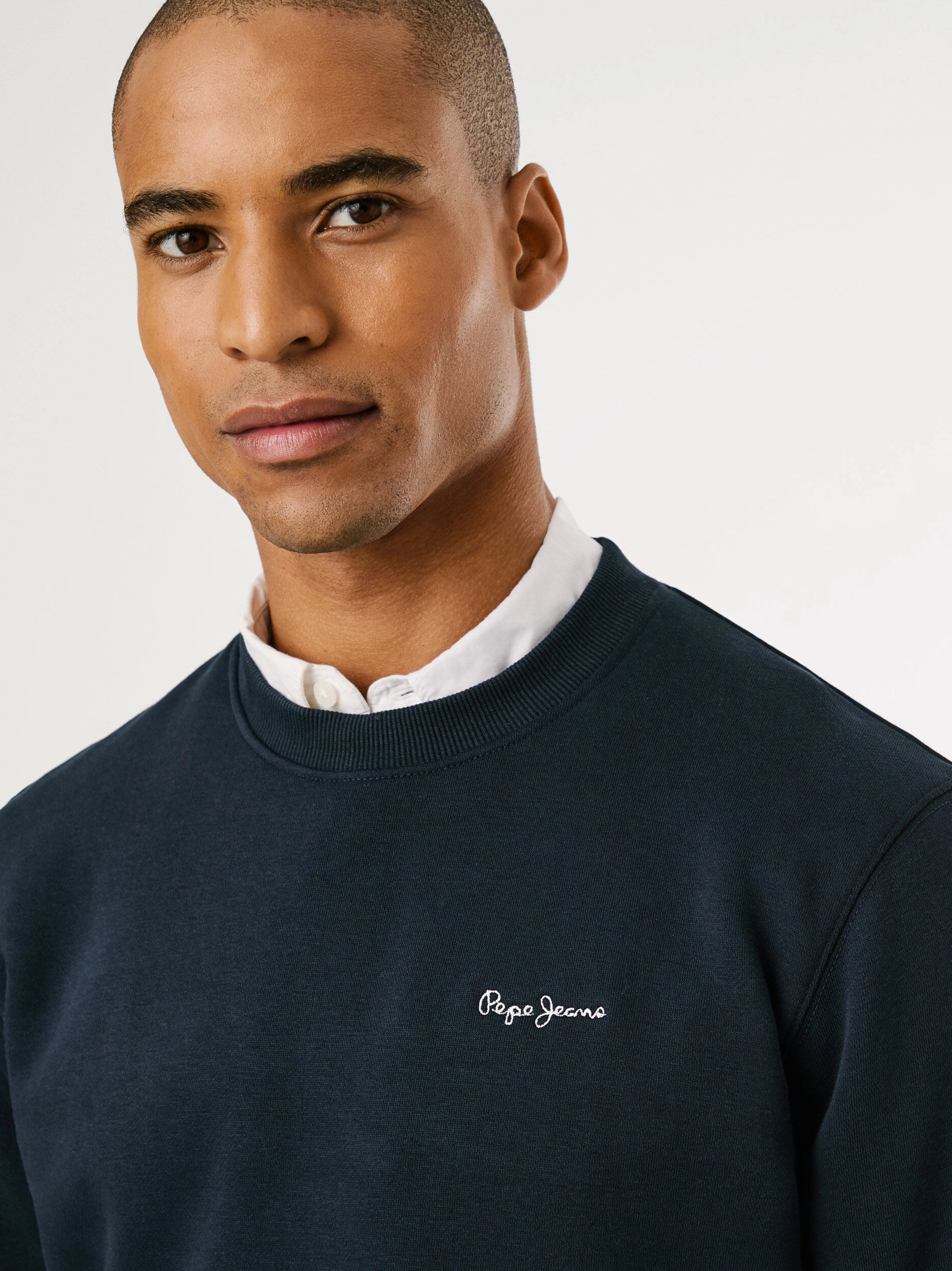 Men's Round Neck Sweatshirt - Navy Blue