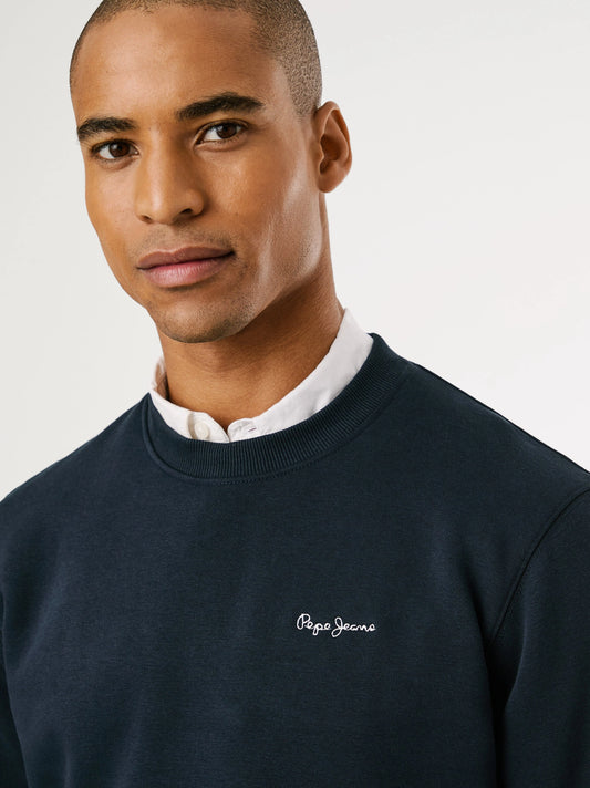 Men's Round Neck Sweatshirt - Navy Blue