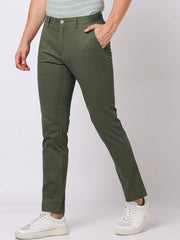 Men's Slim fit Dark Green Cotton Pant