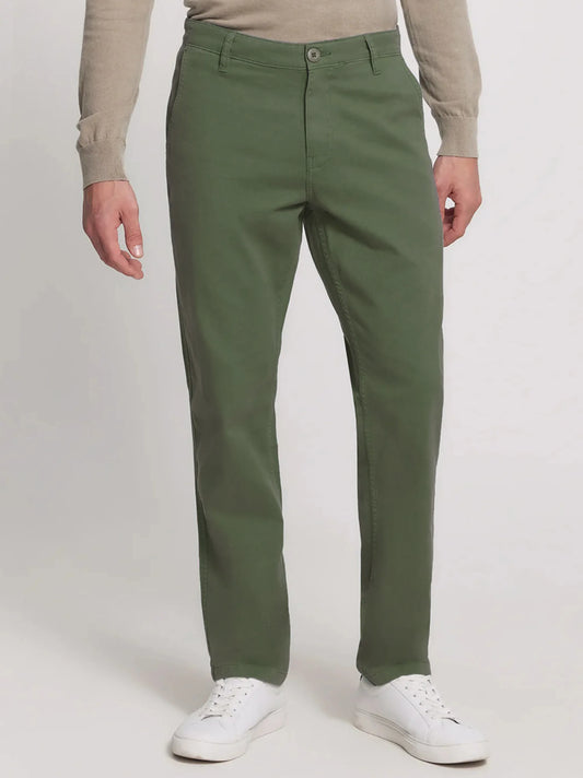 Men's Slim fit Green Cotton Pant