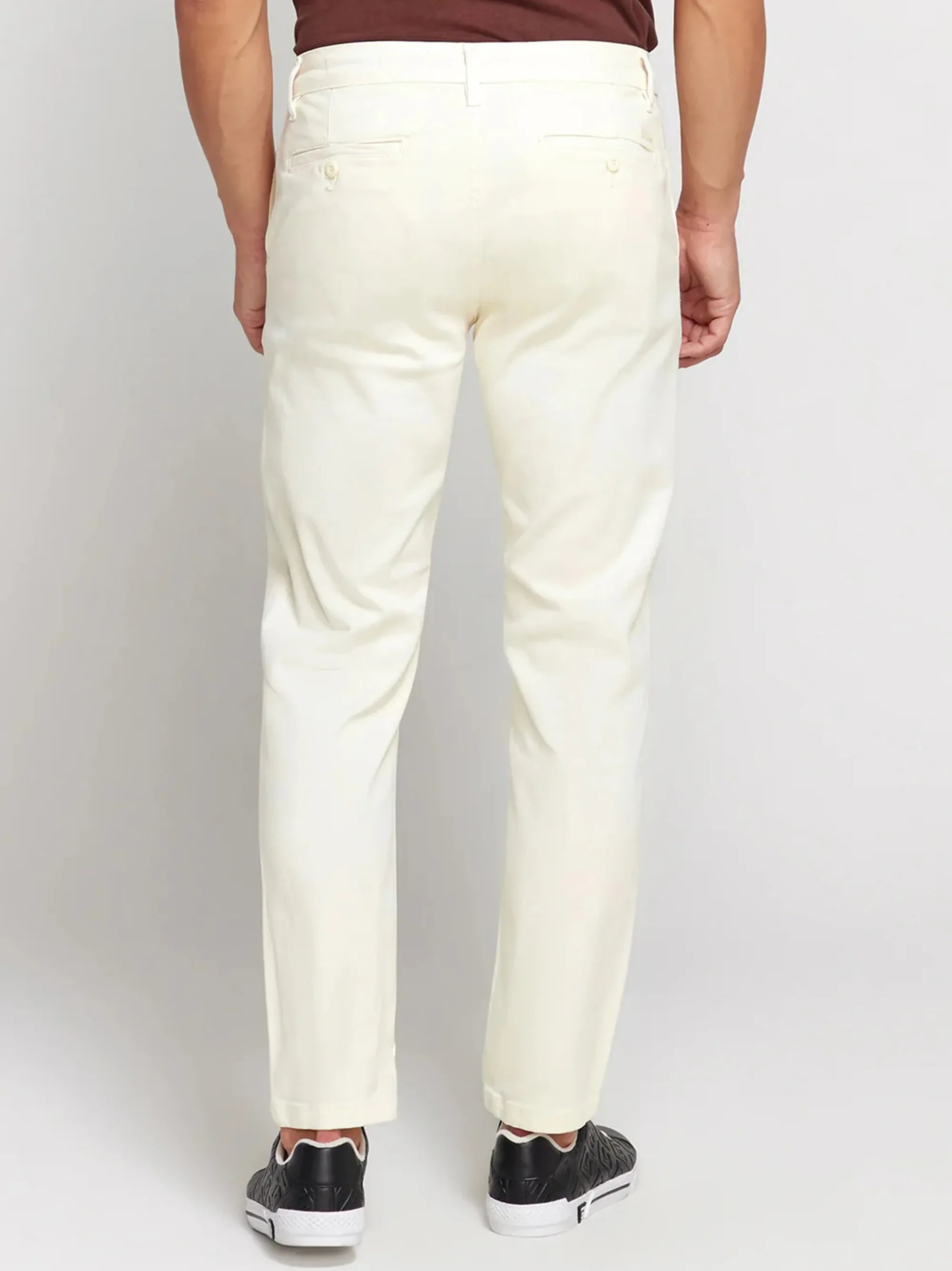 Men's Slim fit White Cotton Pant