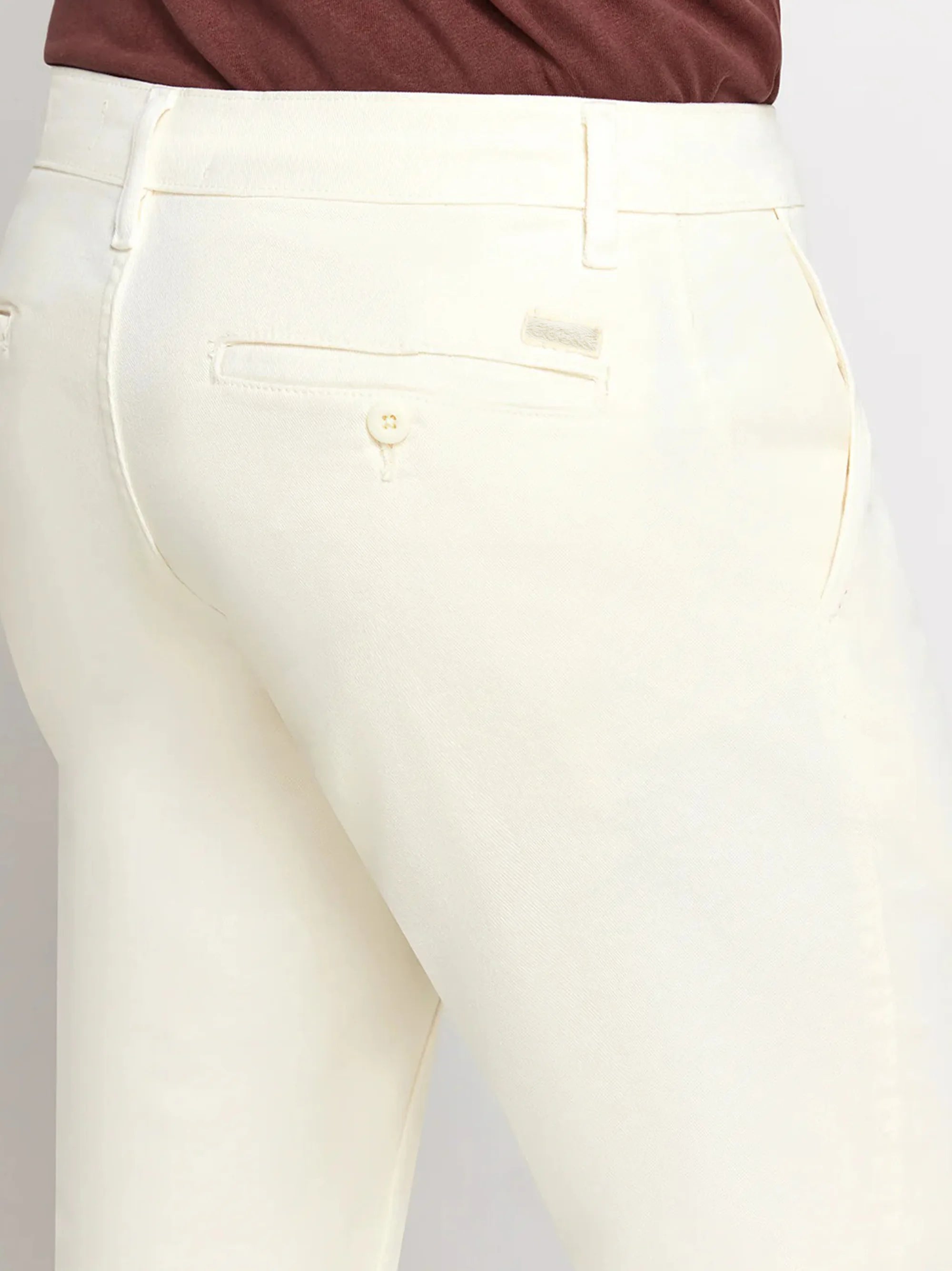 Men's Slim fit White Cotton Pant