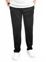 Men's Stitched Elastic Waist Black Trouser