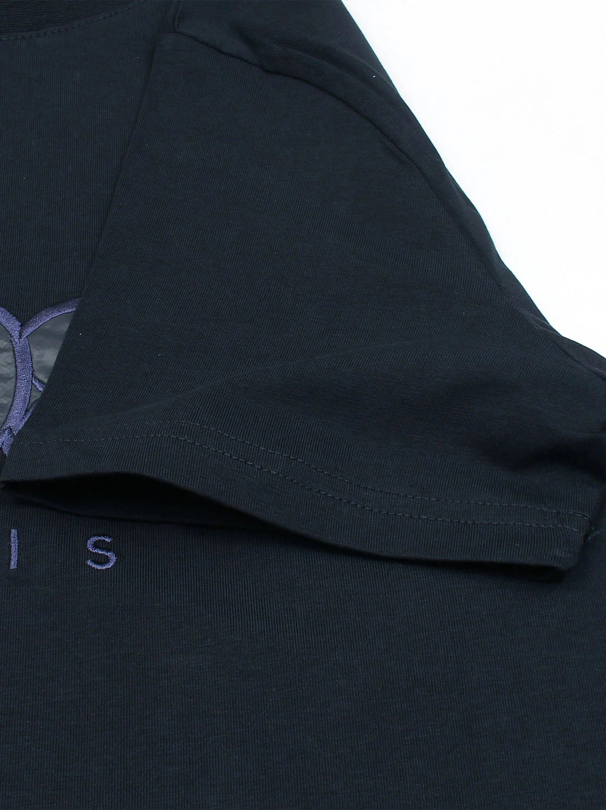 Men's Stylish Embroidery Logo Navy Blue T-shirt