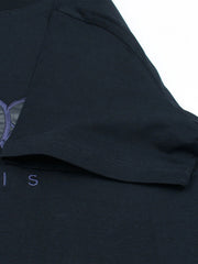 Men's Stylish Embroidery Logo Navy Blue T-shirt