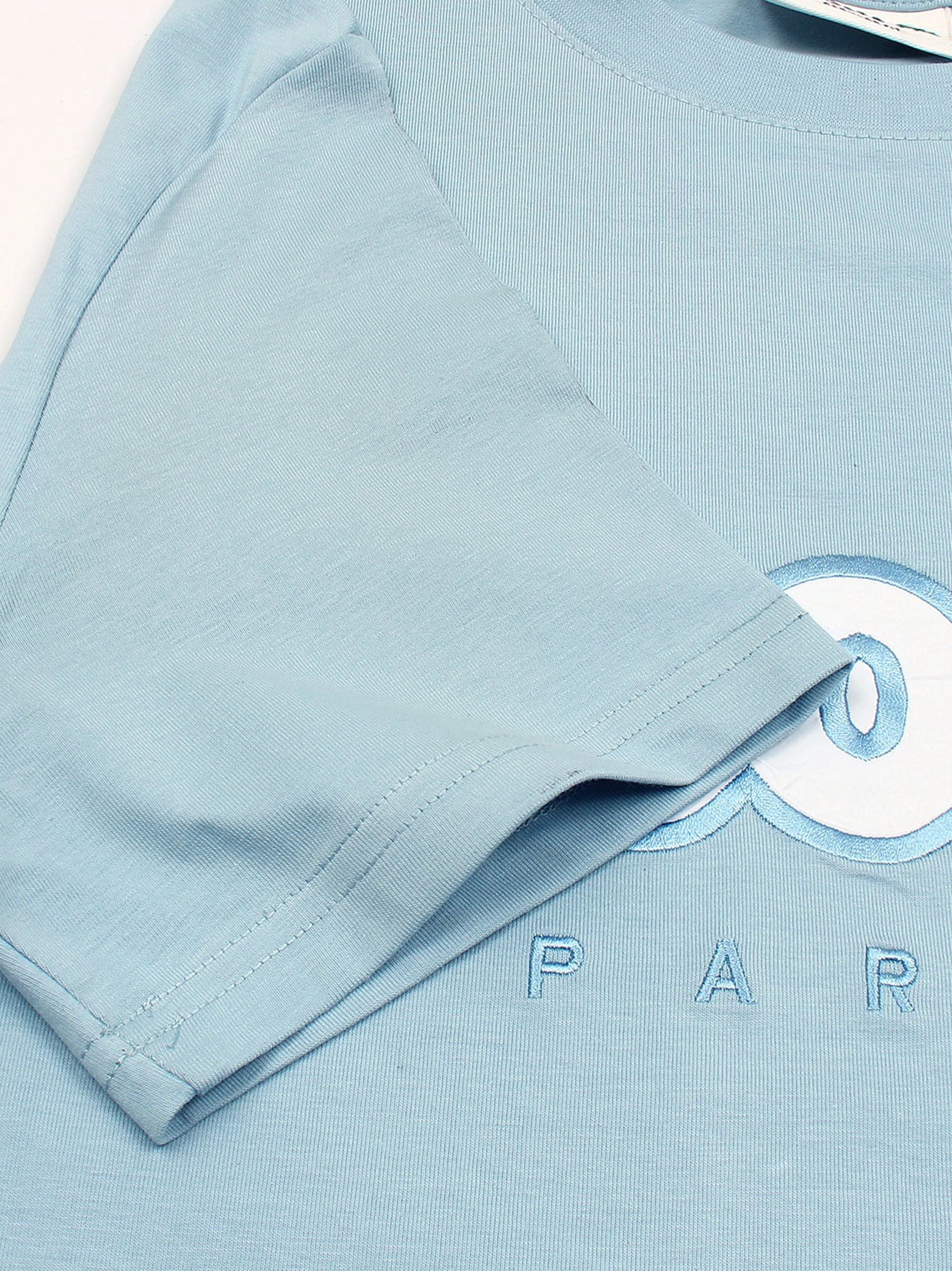 Men's Stylish Embroidery Logo Sky Blue T-shirt