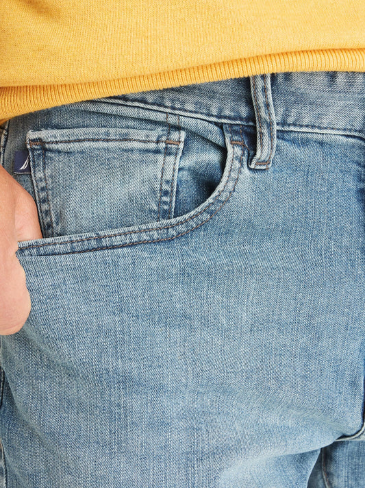Men's Vintage Straight Stretch Sky Blue Jeans