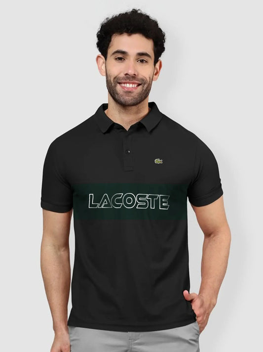 Men's Colorblocked Black Polo Shirt