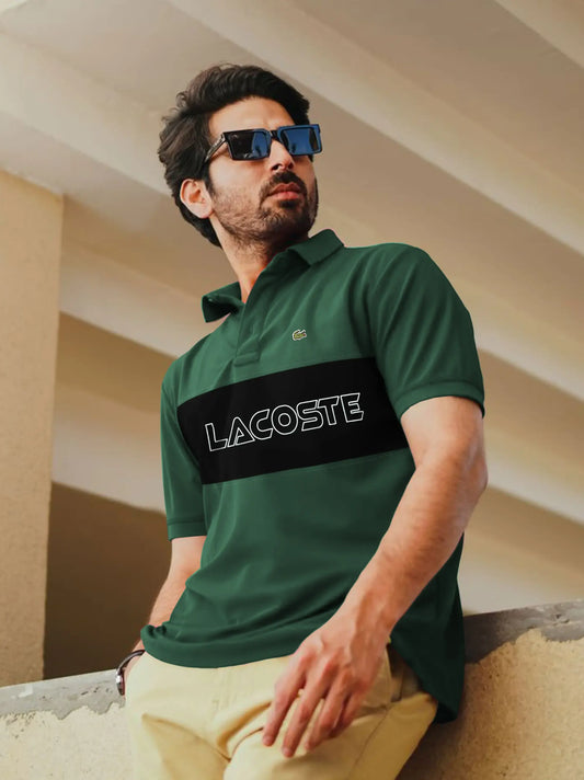 Men's Colorblocked Green Polo Shirt
