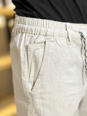 Men's Cotton Linen Beige Trouser