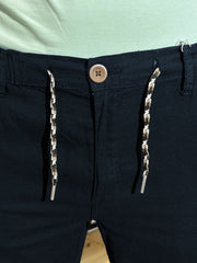 Men's Cotton Linen Navy Blue Trouser