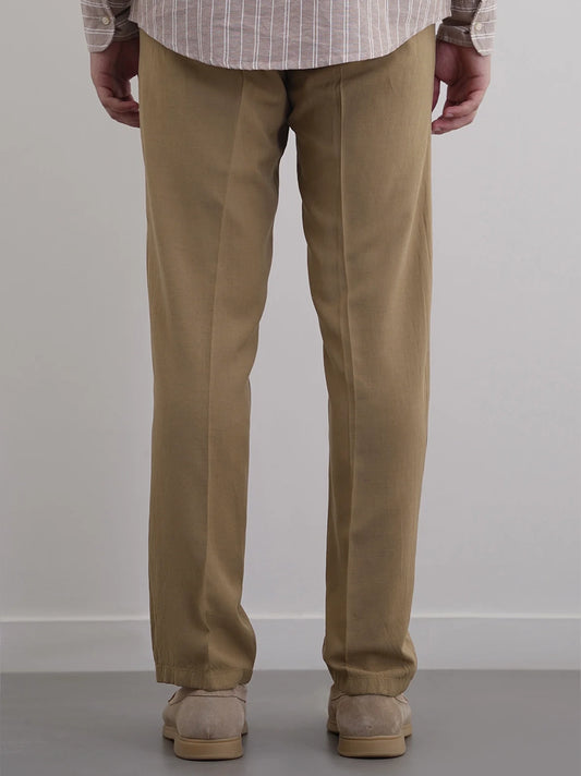 Men's Cotton Linen Tapered Khaki Trousers