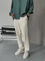 Men's Cotton Linen Beige Trouser