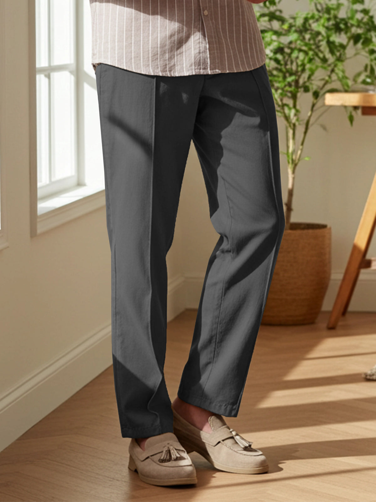 Men's Cotton Linen Tapered Trousers