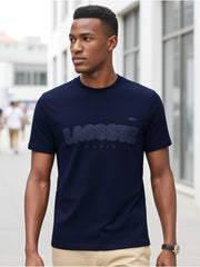 Men's Stylish Embroidery Logo Navy Blue T-shirt