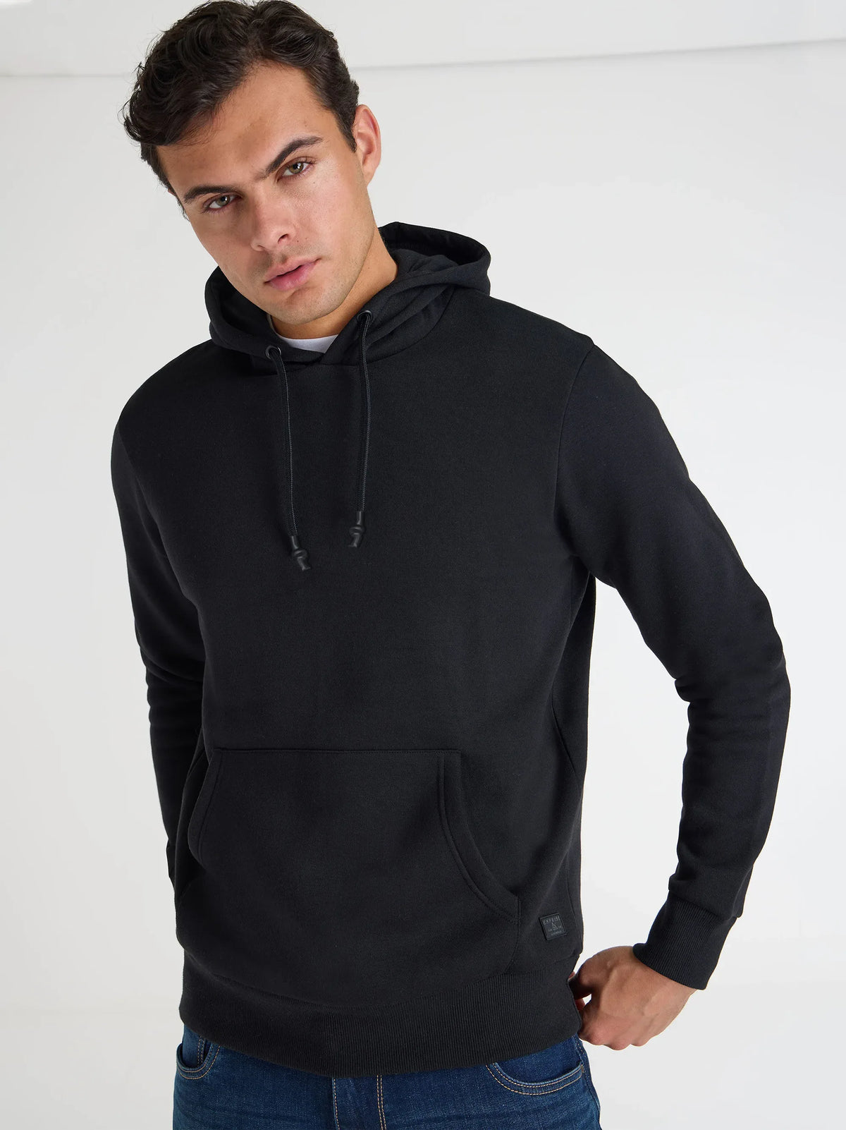 Men's fleece Black slim fit hoodie