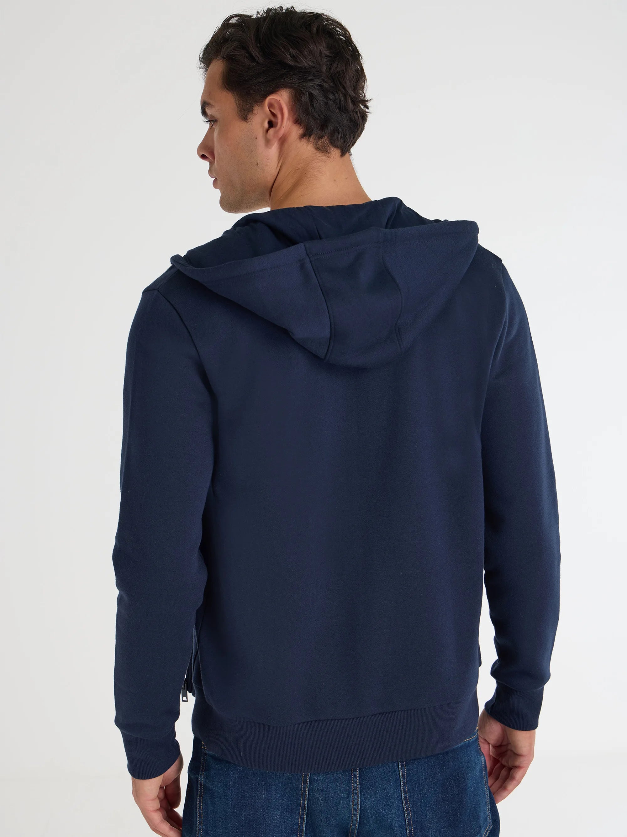 Mens navy zip hoodie clearance