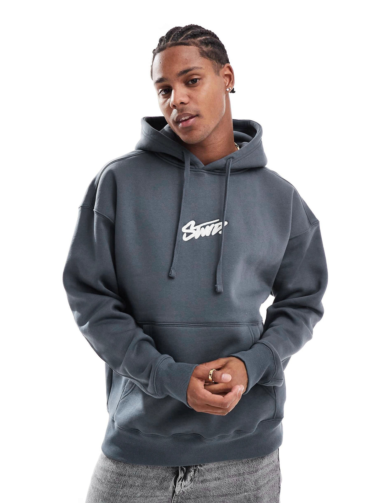 Men's kangaroo Pocket STWD Gray Hoodie
