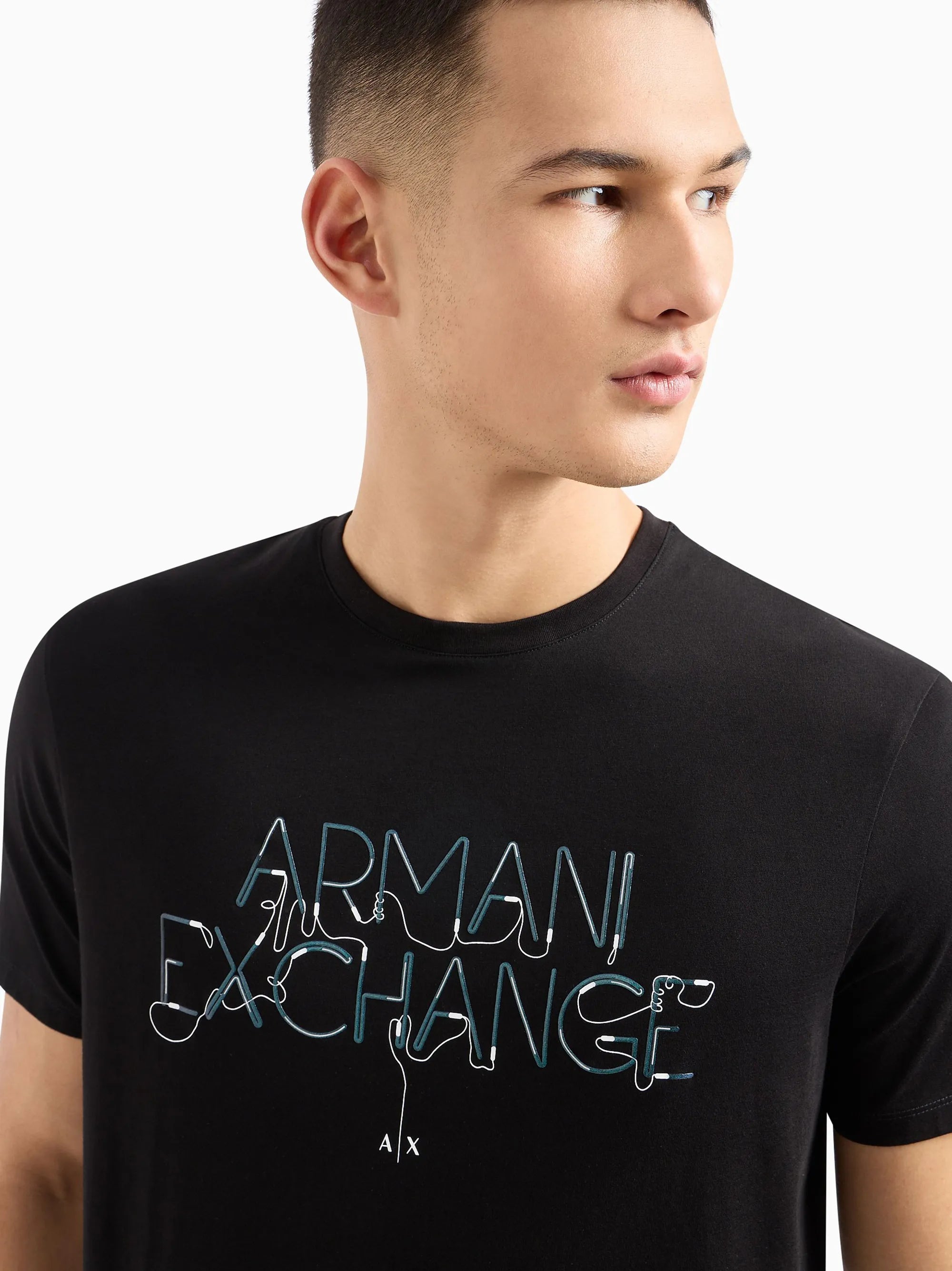 A|X Mens Black Contrasting Logo T-shirt