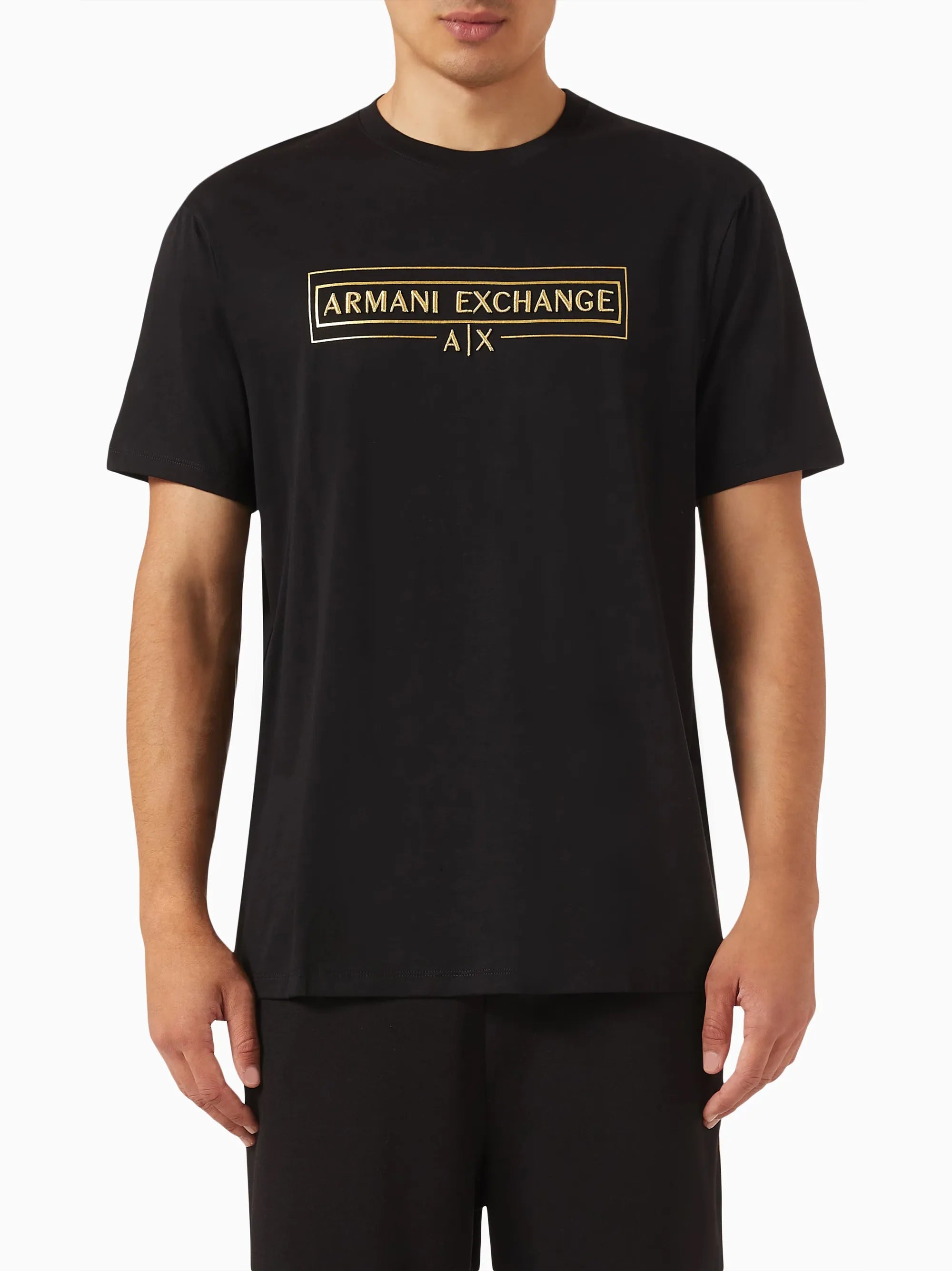 A|X Mens Gold Foil Box Logo Black T-Shirt