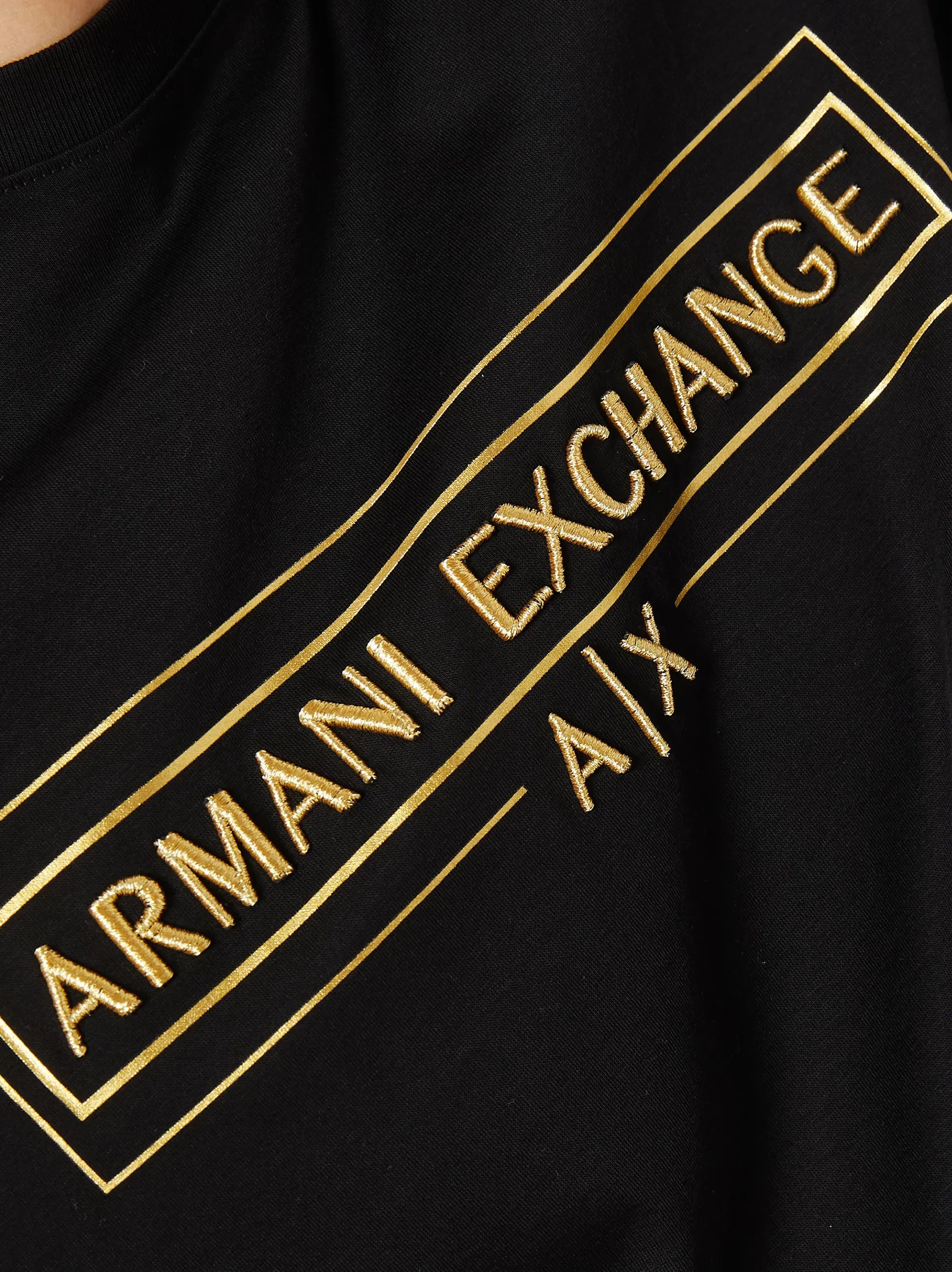 A|X Mens Gold Foil Box Logo Black T-Shirt