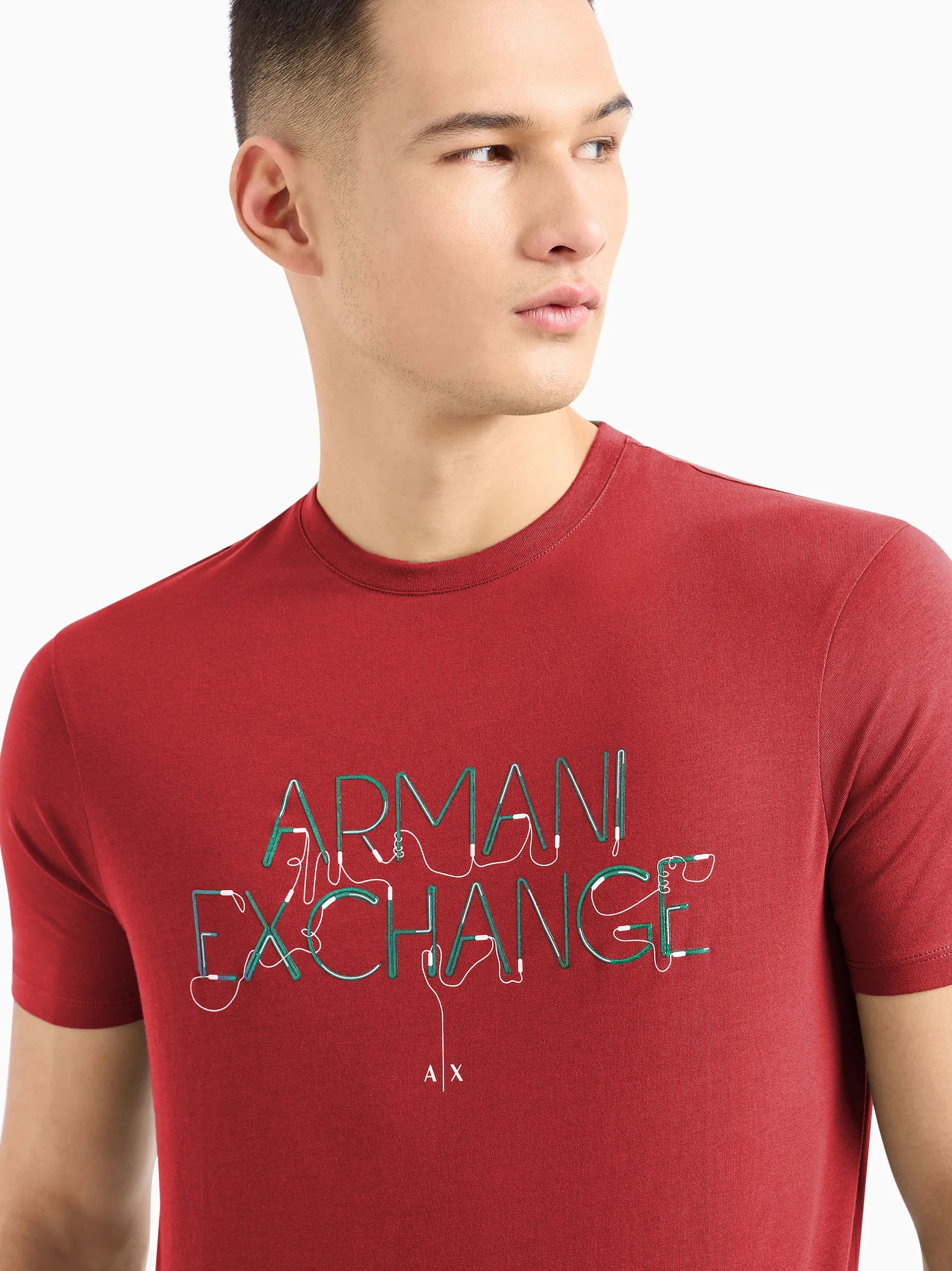 A|X Mens Red Contrasting Logo T-shirt