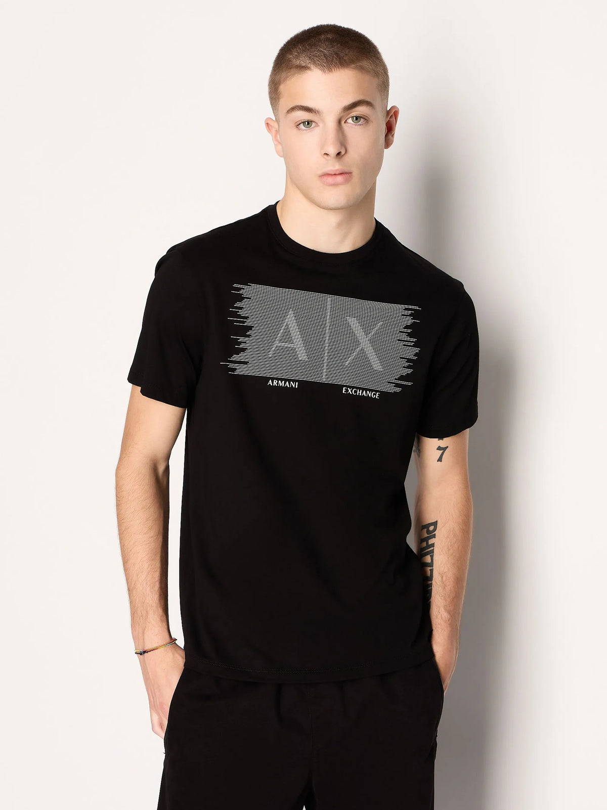 Mens Regular Fit Ax Lines Box Logo Black Tee