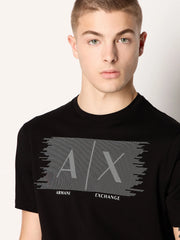 Mens Regular Fit Ax Lines Box Logo Black Tee