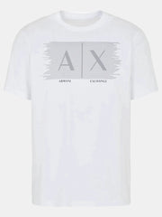 Mens Regular Fit Ax Lines Box Logo White Tee