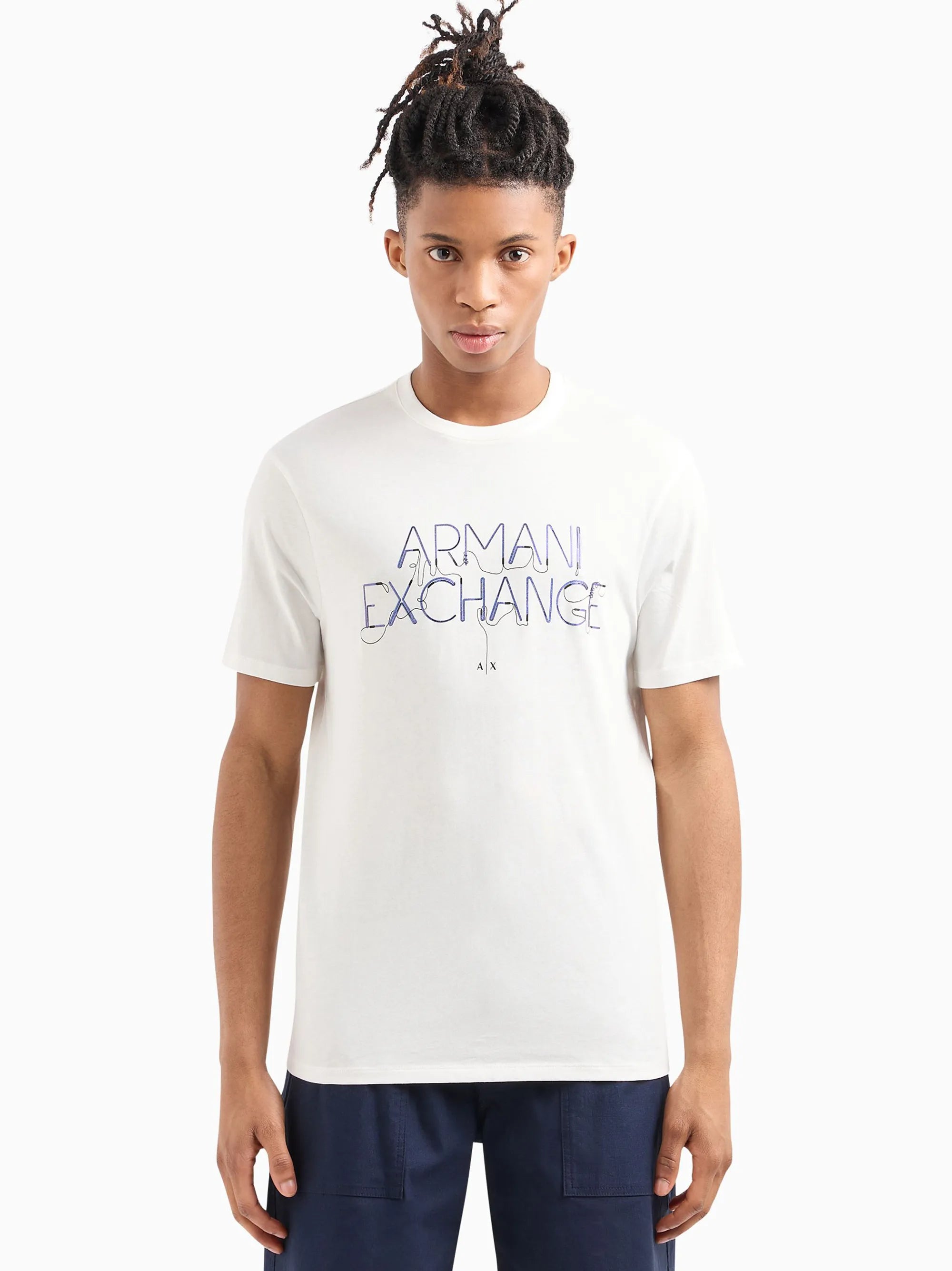 A|X Mens White Contrasting Logo T-shirt