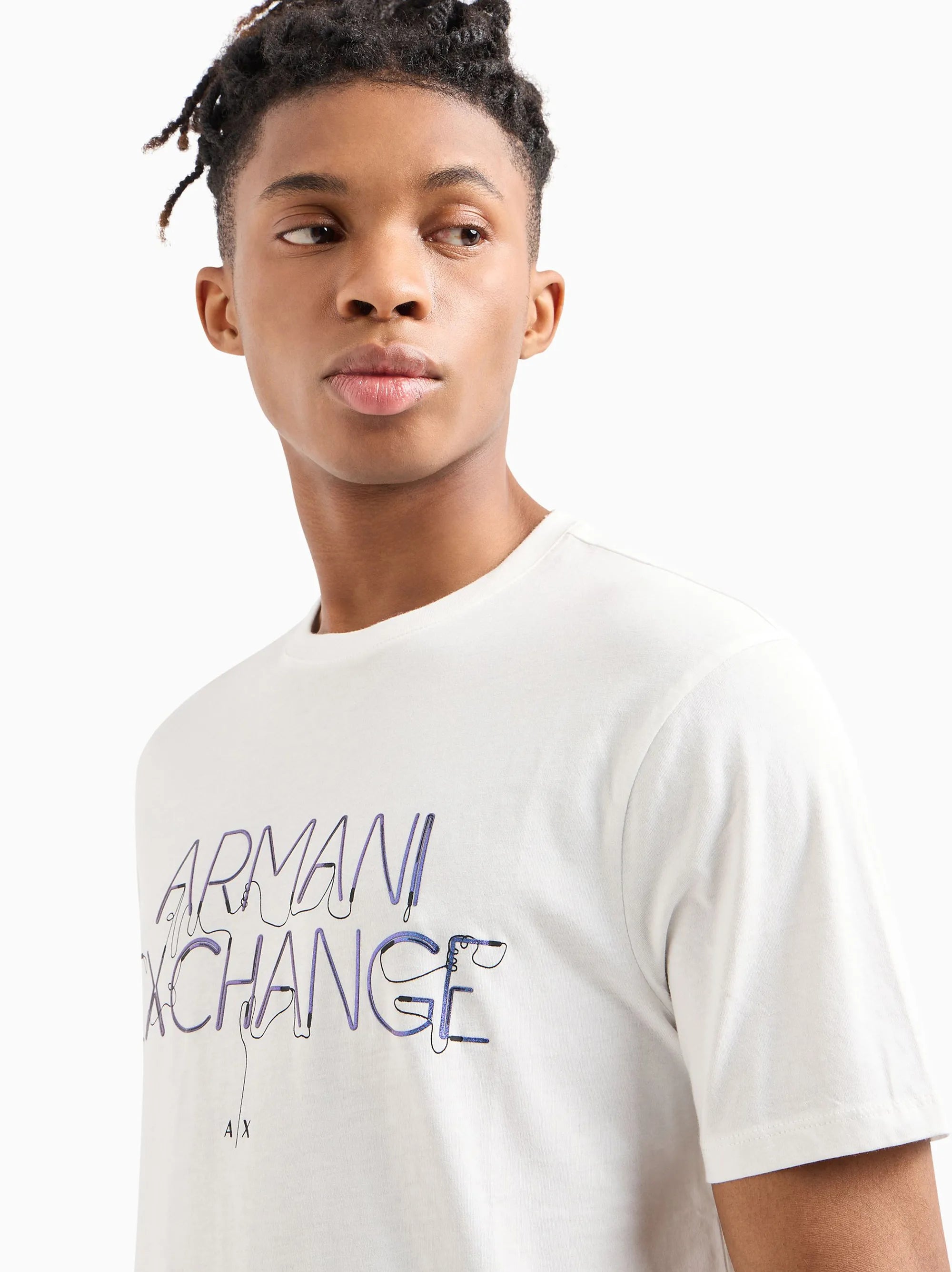 A|X Mens White Contrasting Logo T-shirt